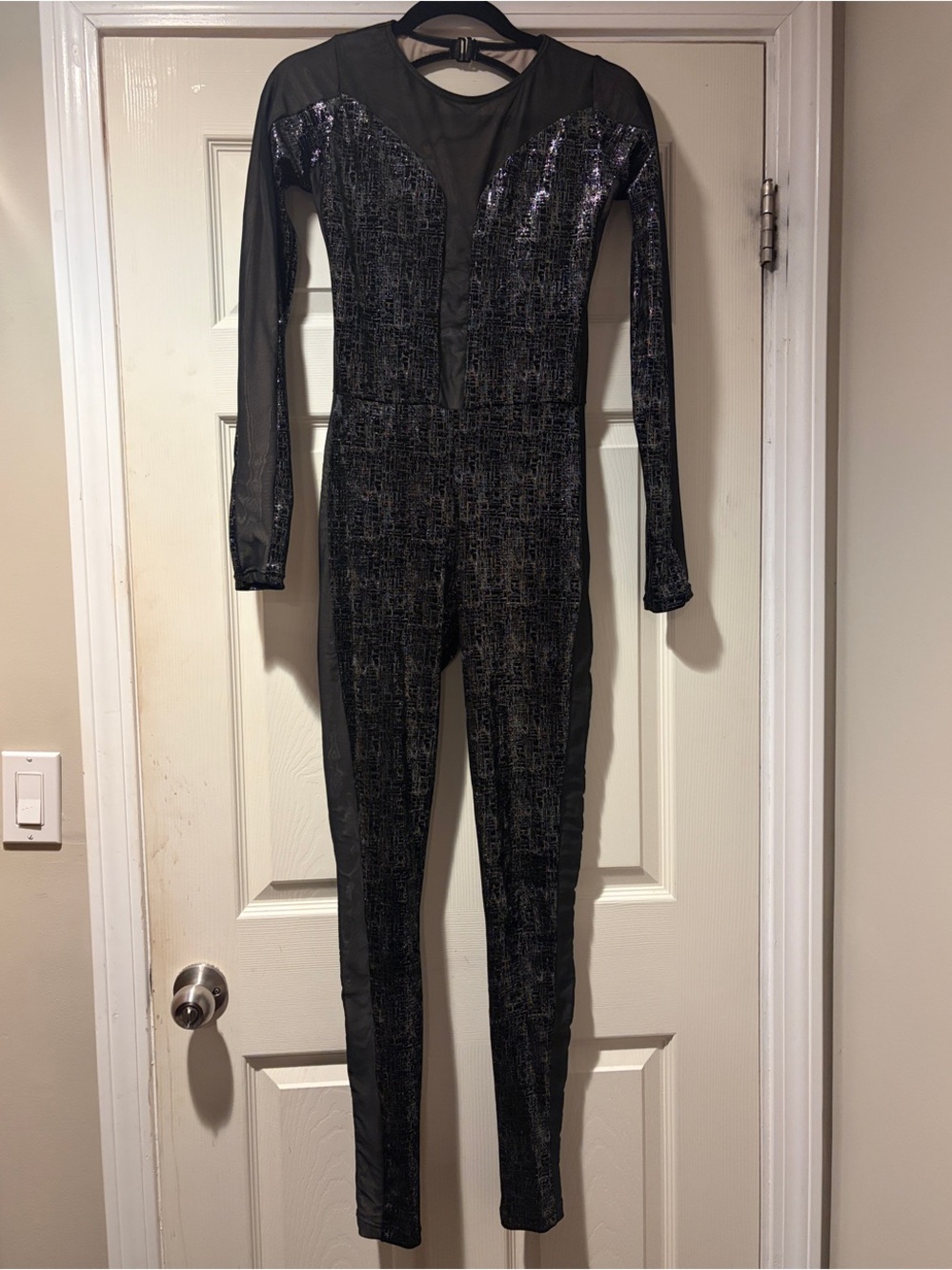 Weissman Metallic Long-Sleeve Jumpsuit in Black Adult M